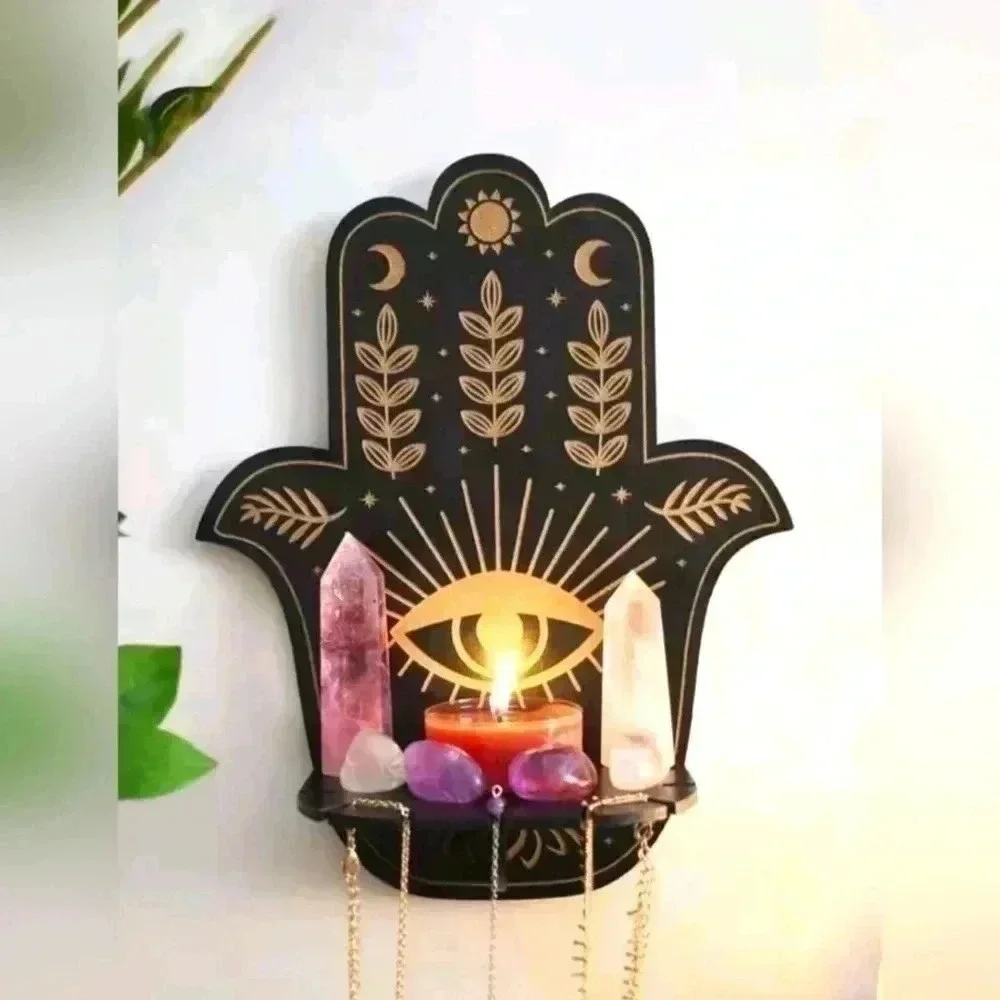 Hanging shelf home decor all seeing eye witches hobo crystal display piece